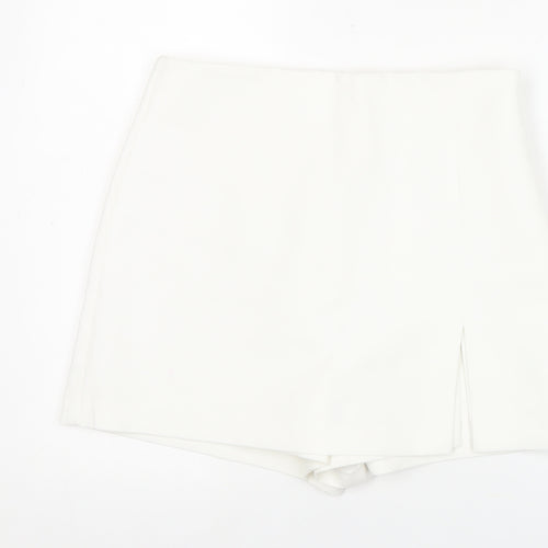 Zara Women White Skort L High Rise Short Casual Party Summer
