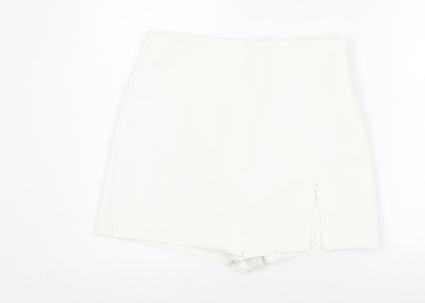 Zara Women White Skort L High Rise Short Casual Party Summer