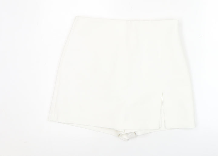 Zara Women White Skort L High Rise Short Casual Party Summer