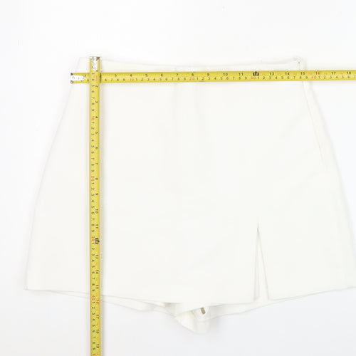 Zara Women White Skort L High Rise Short Casual Party Summer