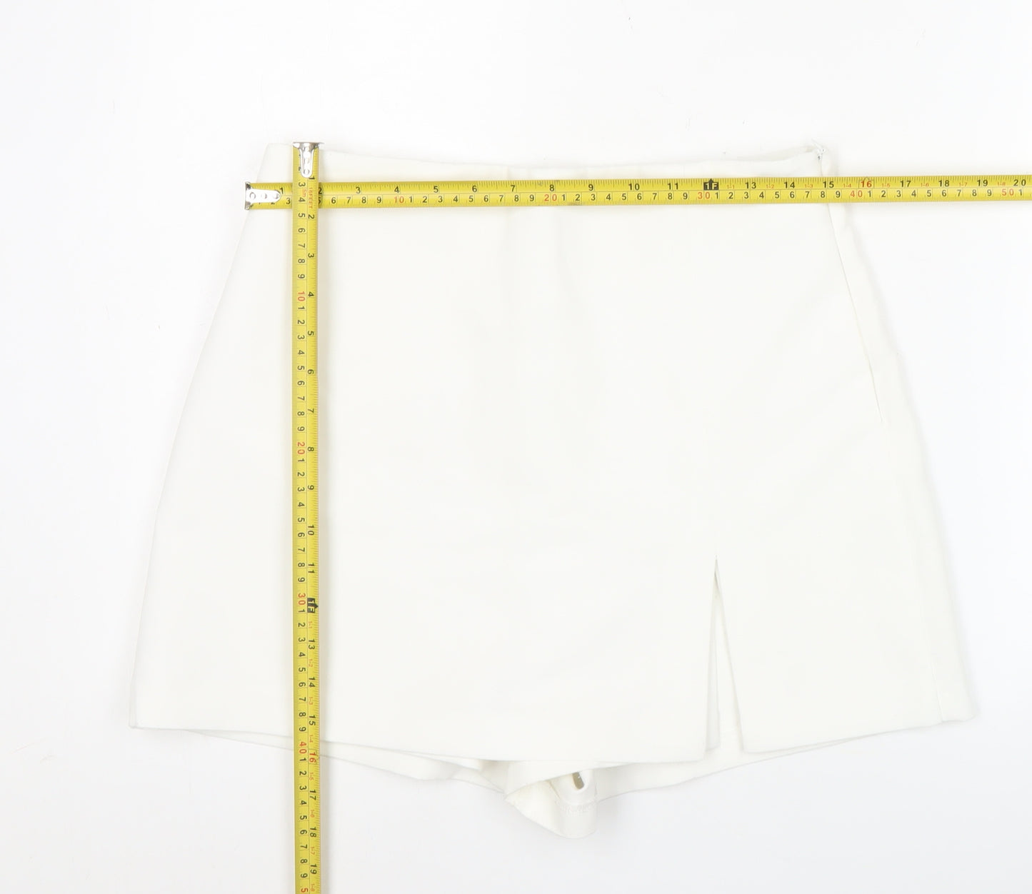 Zara Women White Skort L High Rise Short Casual Party Summer