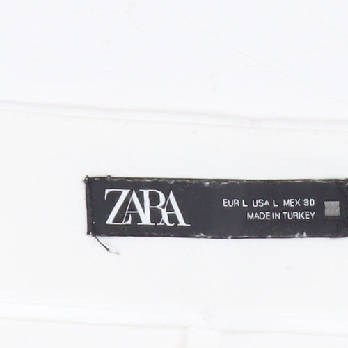 Zara Women White Skort L High Rise Short Casual Party Summer