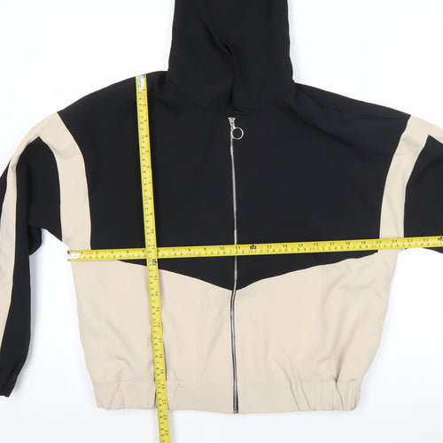 Zara Women’s Black Beige Colourblock Full Zip Hoodie Size S