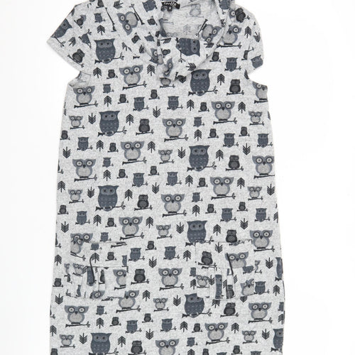 Stella Women’s Grey Owl Print Casual T-Shirt Dress Size 10