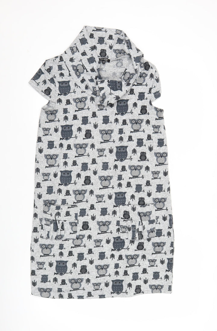 Stella Women’s Grey Owl Print Casual T-Shirt Dress Size 10