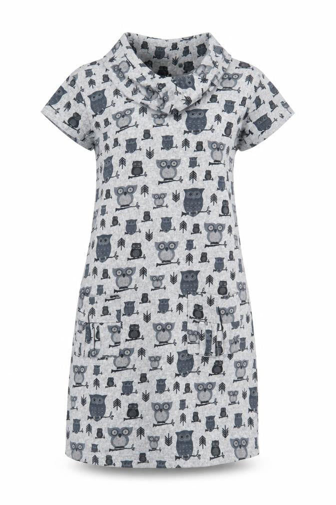 Stella Women’s Grey Owl Print Casual T-Shirt Dress Size 10