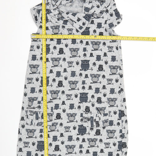 Stella Women’s Grey Owl Print Casual T-Shirt Dress Size 10