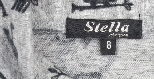 Stella Women’s Grey Owl Print Casual T-Shirt Dress Size 10
