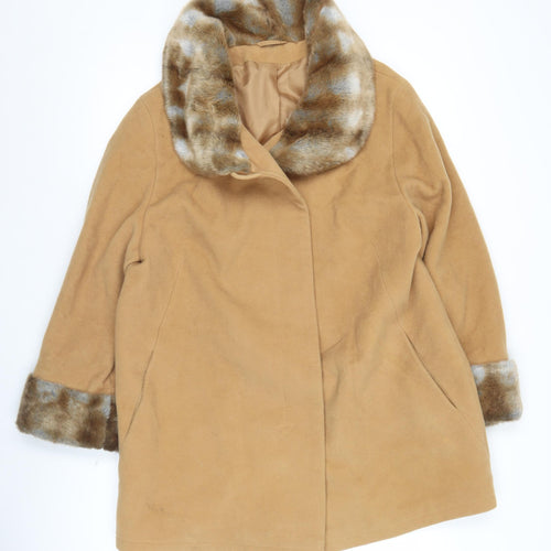 Creation Julex G.S Women’s Beige Wool Mid-Length Coat S Fur Trim