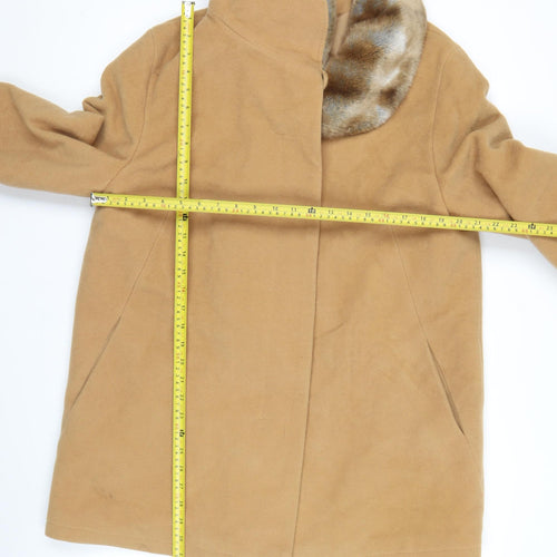 Creation Julex G.S Women’s Beige Wool Mid-Length Coat S Fur Trim
