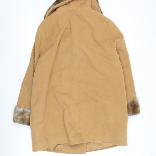 Creation Julex G.S Women’s Beige Wool Mid-Length Coat S Fur Trim