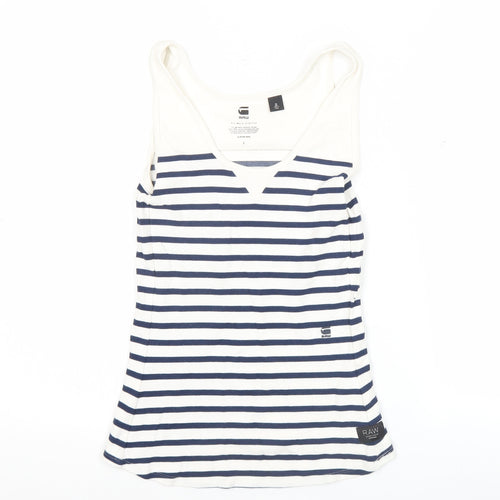 G-Star Raw Women's Blue Striped Slim Fit Tank Top Size S