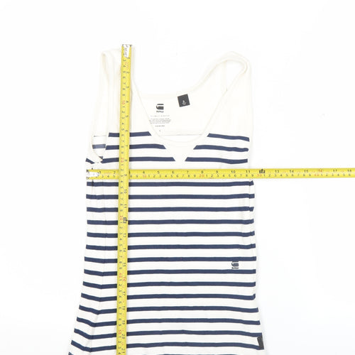 G-Star Raw Women's Blue Striped Slim Fit Tank Top Size S