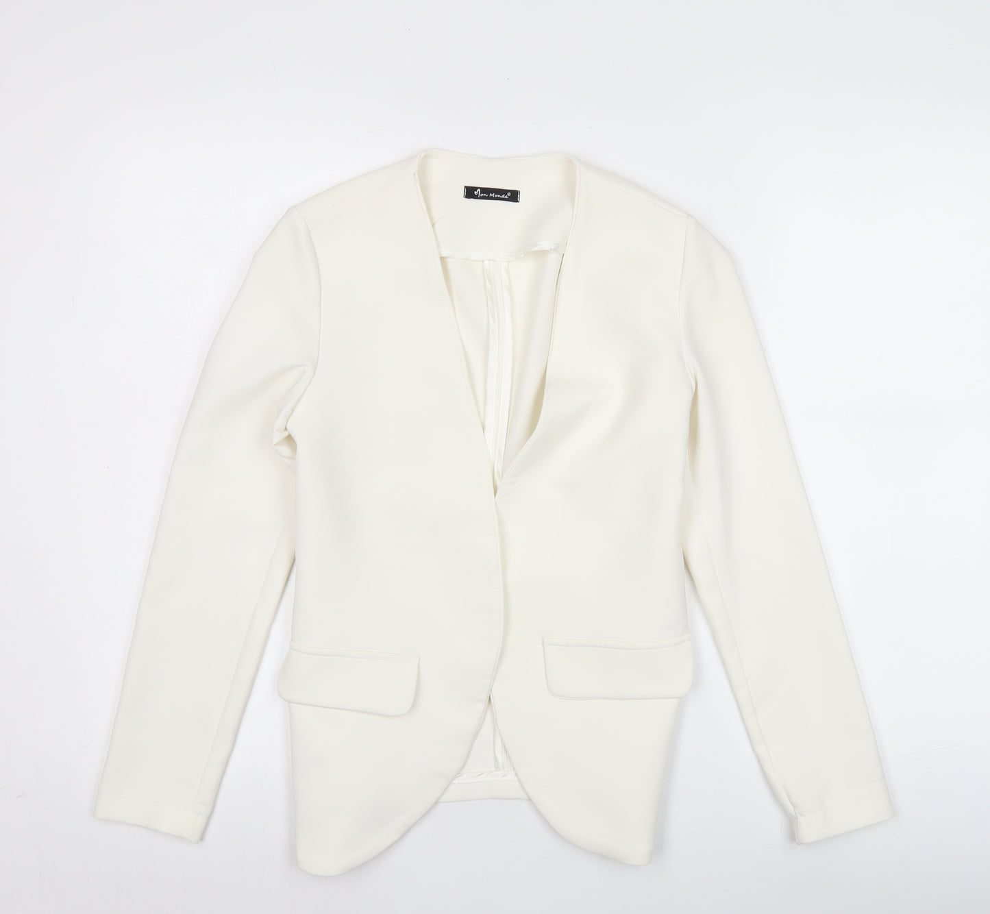 Mon Monde Womens Ivory XS Blazer Jacket Slim Fit Shawl Collar