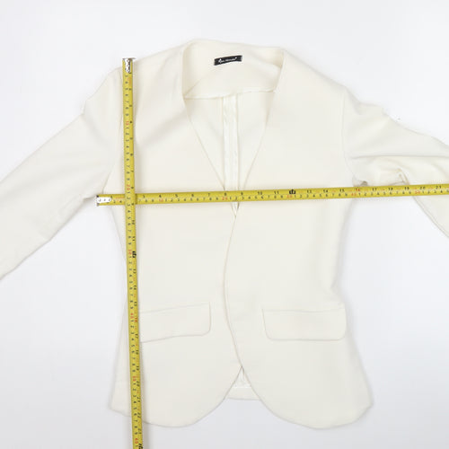Mon Monde Womens Ivory XS Blazer Jacket Slim Fit Shawl Collar