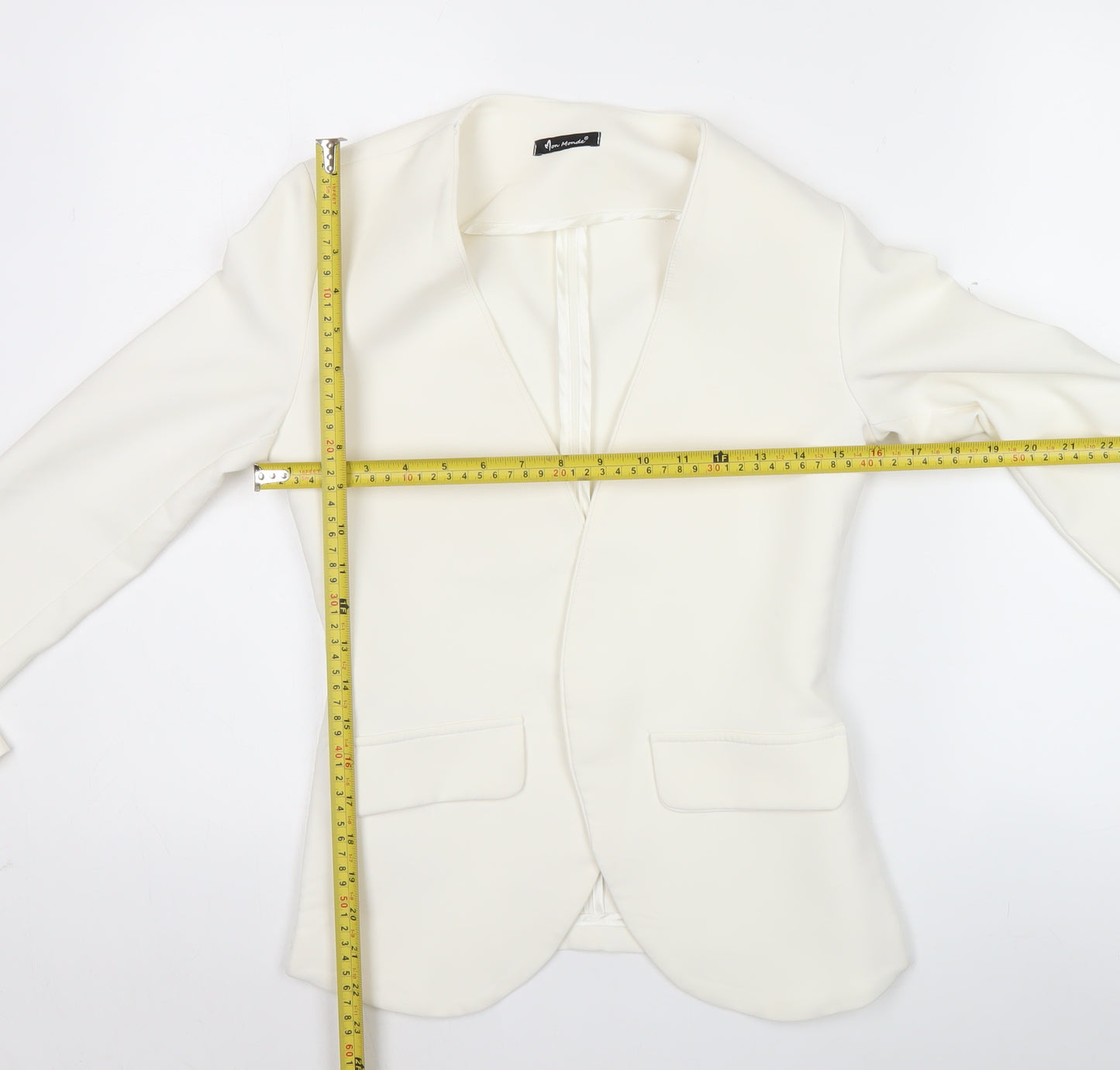 Mon Monde Womens Ivory XS Blazer Jacket Slim Fit Shawl Collar