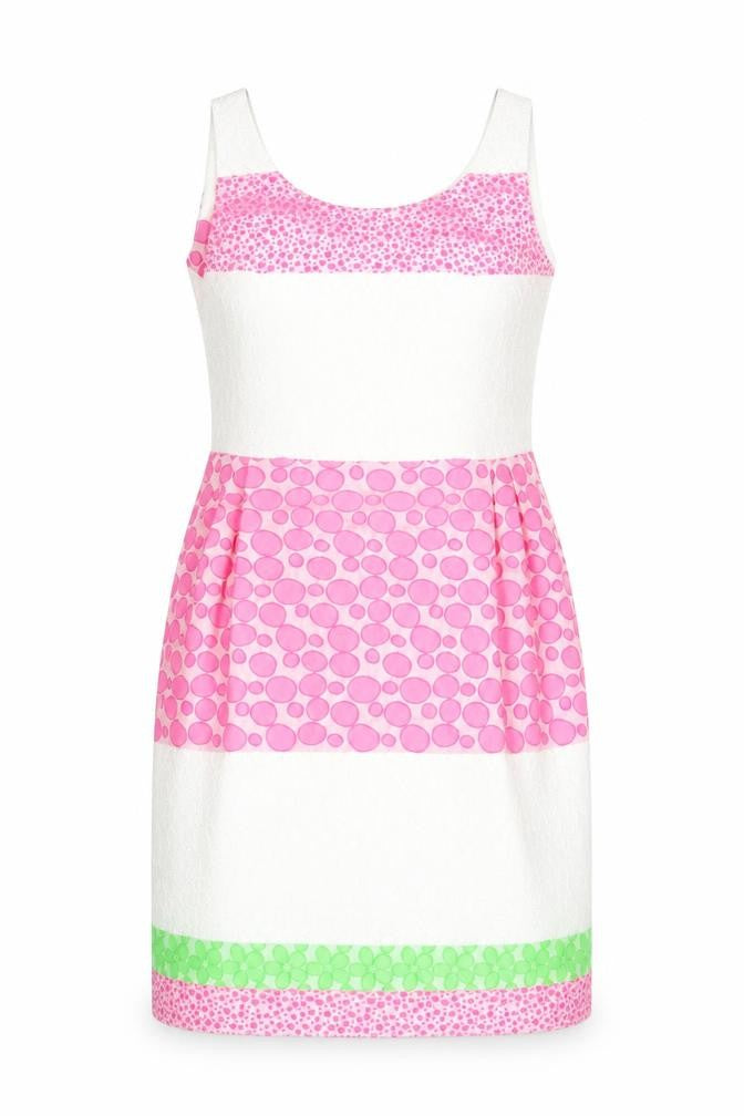Laura Bernal Women’s Pink White Green Sheath Dress Size 10 Sleeveless