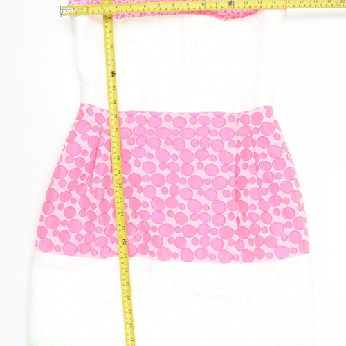 Laura Bernal Women’s Pink White Green Sheath Dress Size 10 Sleeveless