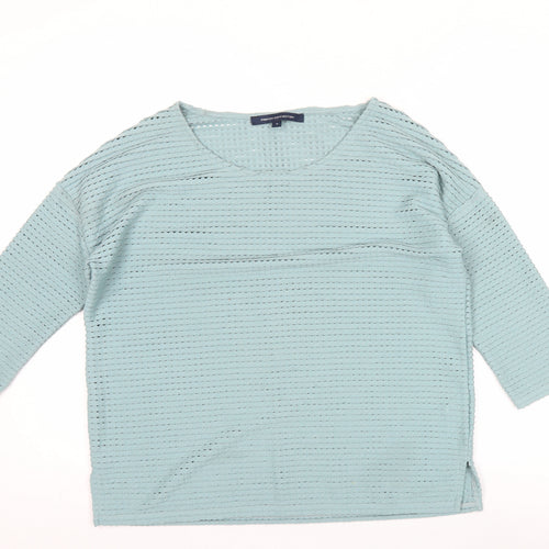 French Connection Womens Blue 3/4 Sleeve Basic Stretch Top Size S