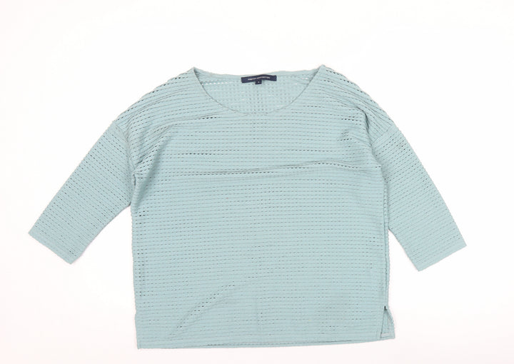 French Connection Womens Blue 3/4 Sleeve Basic Stretch Top Size S