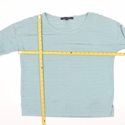 French Connection Womens Blue 3/4 Sleeve Basic Stretch Top Size S