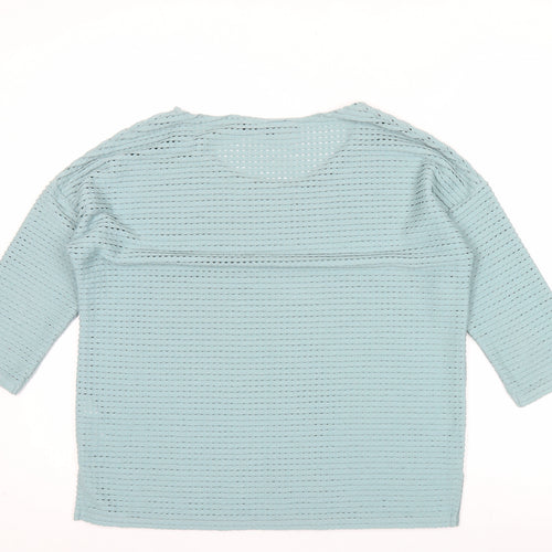 French Connection Womens Blue 3/4 Sleeve Basic Stretch Top Size S