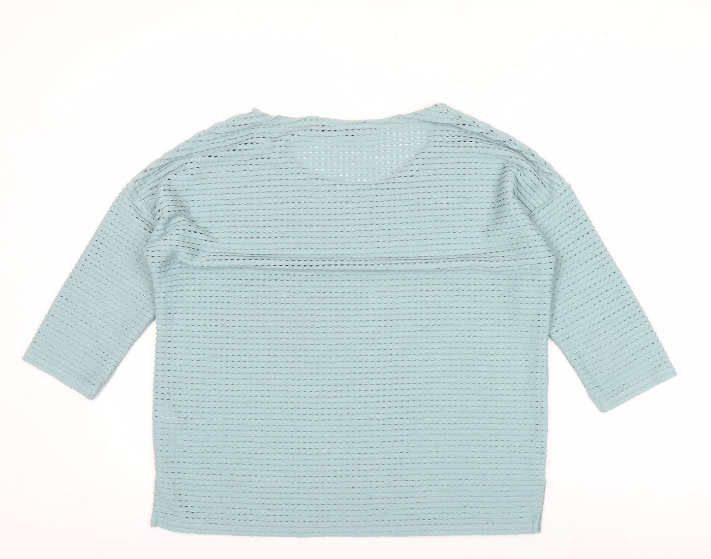 French Connection Womens Blue 3/4 Sleeve Basic Stretch Top Size S