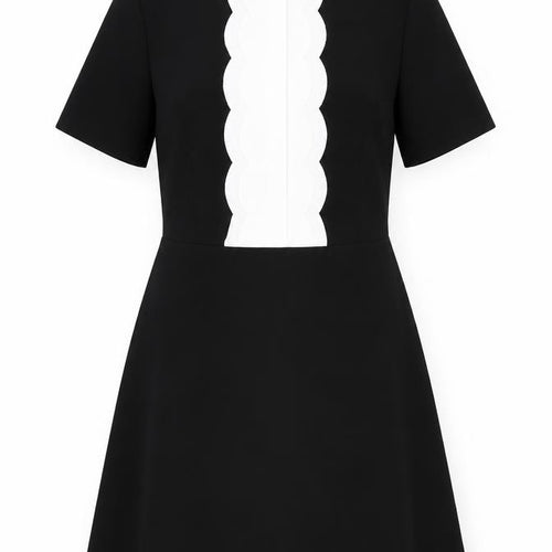 H&M Women’s Black White Collared A-Line Dress Size 12 Short Sleeve