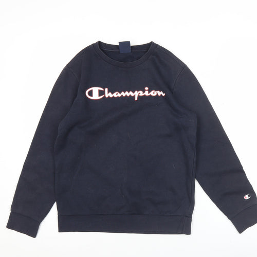Champion Boys Black Sweatshirt 11-12 Years Logo Pullover Crew Neck