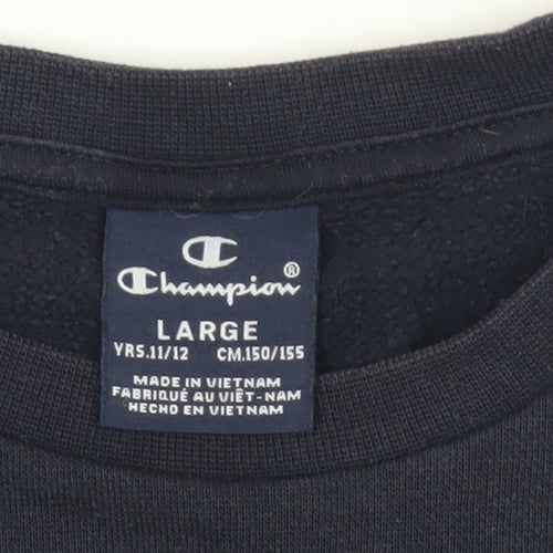 Champion Boys Black Sweatshirt 11-12 Years Logo Pullover Crew Neck