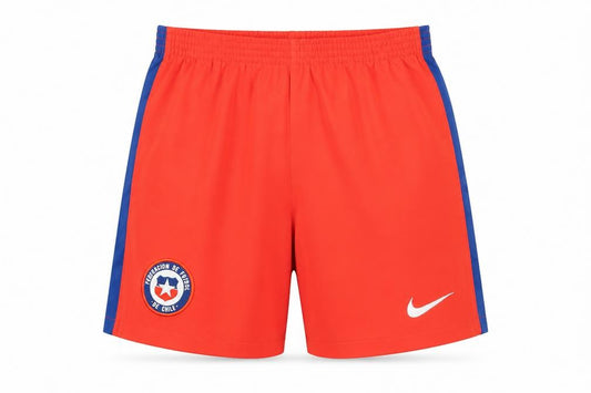 Front view of Nike boys’ red football shorts, size L, athletic polyester activewear