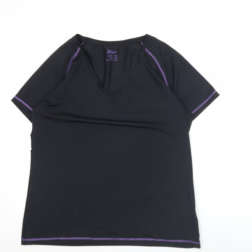 Crivit Womens Black Short Sleeve V-Neck Active T-Shirt Size 18/20