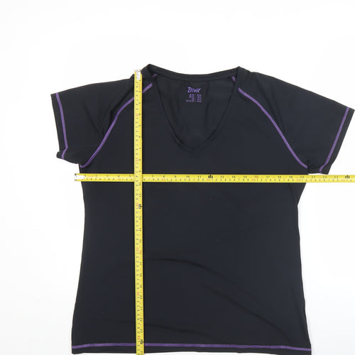 Crivit Womens Black Short Sleeve V-Neck Active T-Shirt Size 18/20