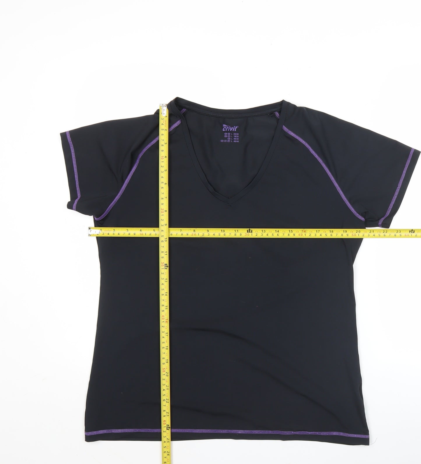 Crivit Womens Black Short Sleeve V-Neck Active T-Shirt Size 18/20