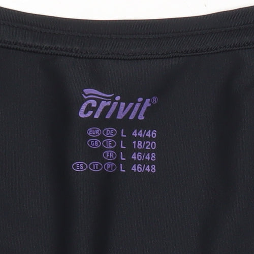 Crivit Womens Black Short Sleeve V-Neck Active T-Shirt Size 18/20