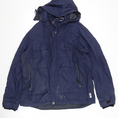 Tony Brown Men's Blue XL Hooded Parka Jacket with Pockets