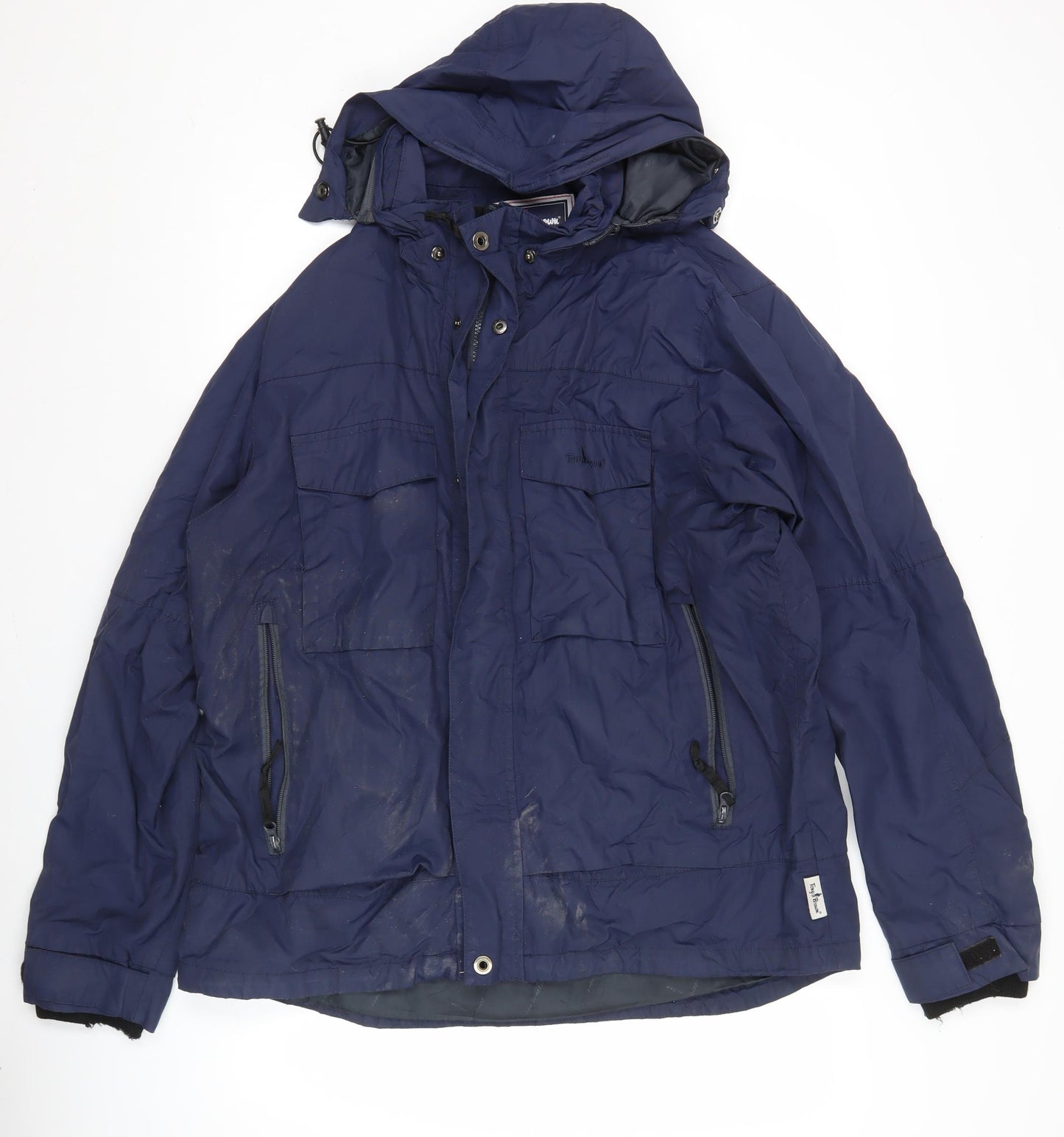 Tony Brown Men's Blue XL Hooded Parka Jacket with Pockets