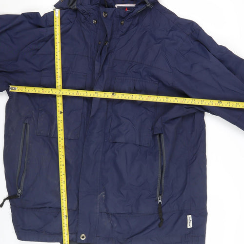 Tony Brown Men's Blue XL Hooded Parka Jacket with Pockets