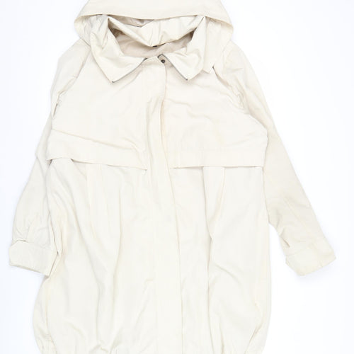 Couchel Womens Beige Parka Jacket L Hooded Mid-Length Casual
