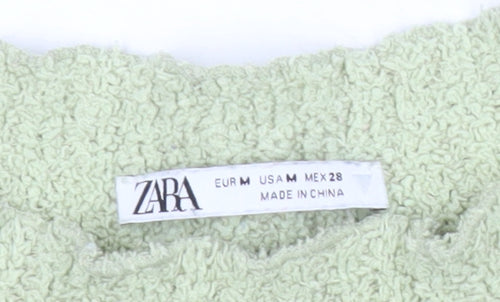 Zara Women’s Green Chunky Knit High Neck Pullover Jumper Size M