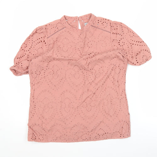 Oasis Womens Pink Cotton Lace Blouse UK 10 Summer Tunic Top
