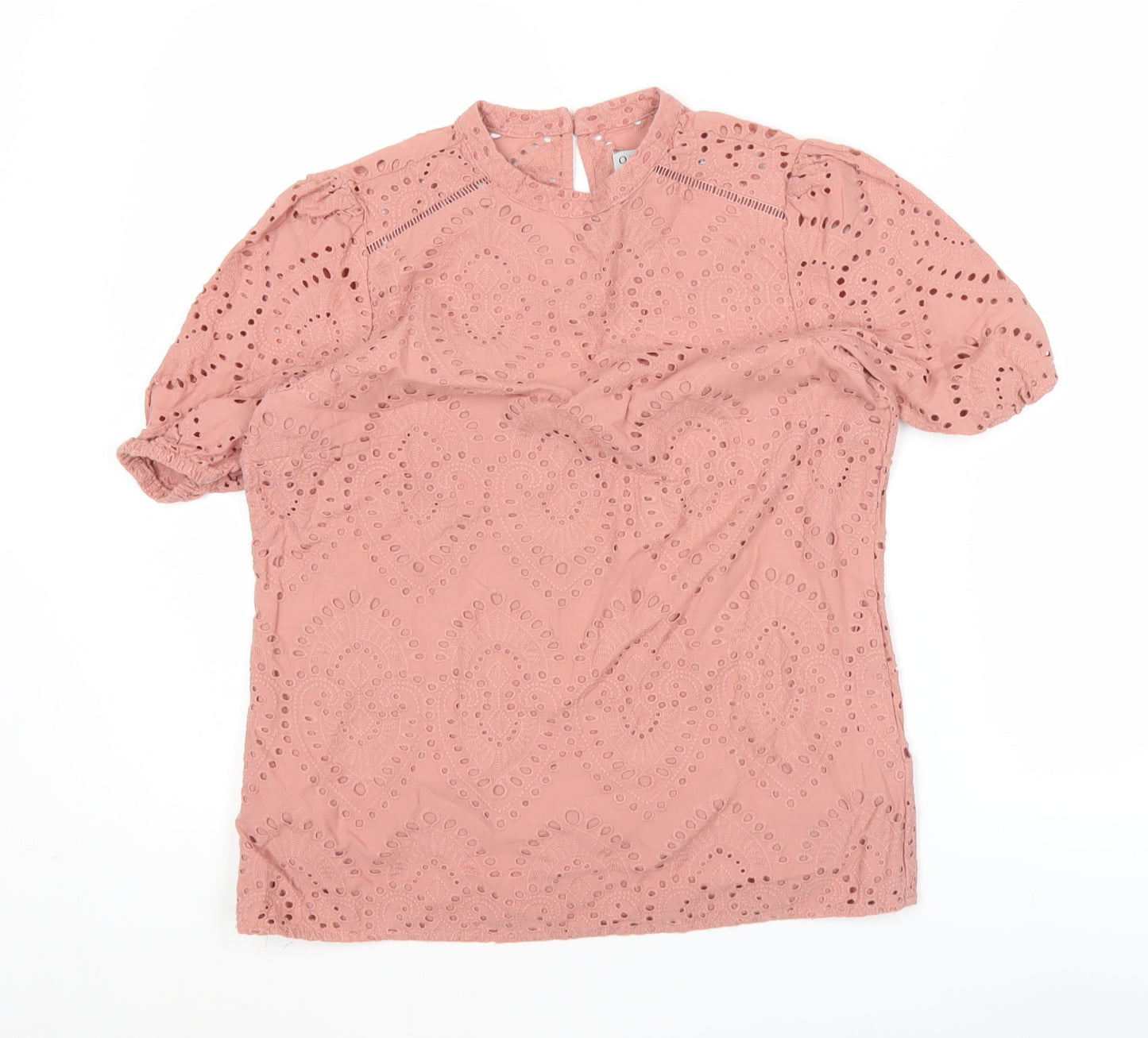 Oasis Womens Pink Cotton Lace Blouse UK 10 Summer Tunic Top