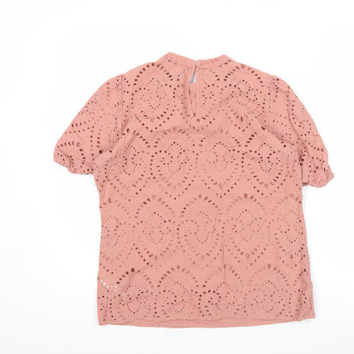Oasis Womens Pink Cotton Lace Blouse UK 10 Summer Tunic Top