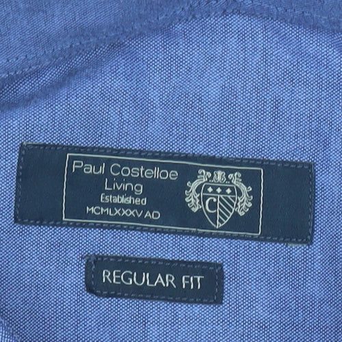 Paul Costelloe Men’s Blue 3XL 50-52" Regular Fit Button-Down Shirt
