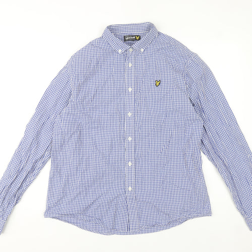 Lyle & Scott Men's Blue Check Cotton Button-Up Shirt XL