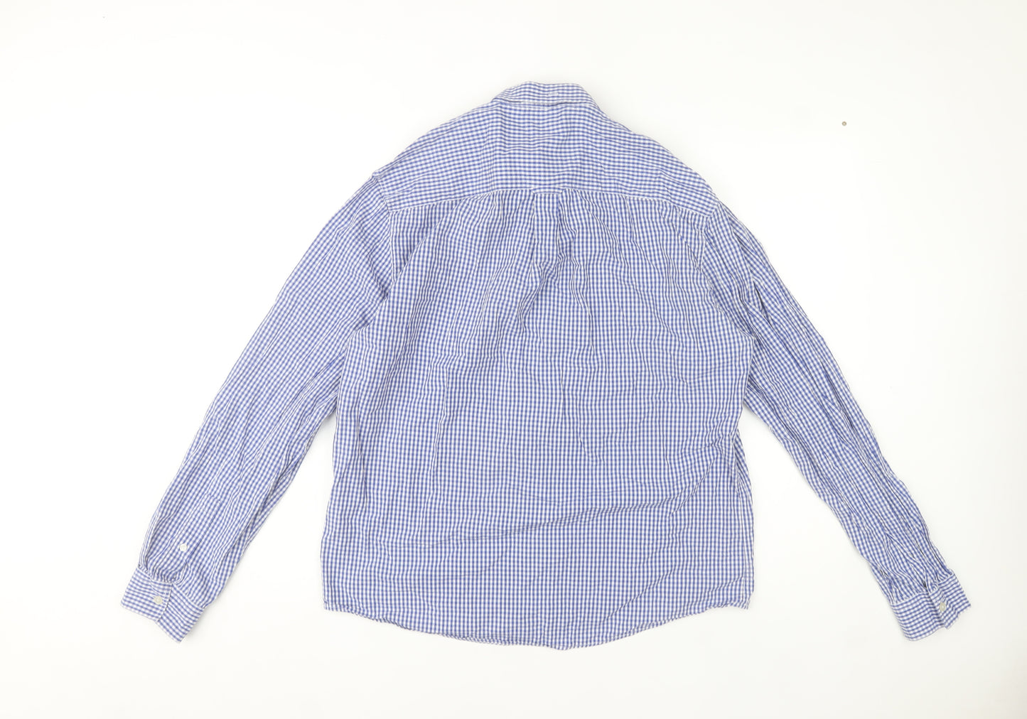 Lyle & Scott Men's Blue Check Cotton Button-Up Shirt XL