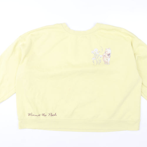 Disney Women Yellow Winnie the Pooh Sweatshirt 2XL Graphic Pullover