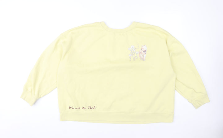 Disney Women Yellow Winnie the Pooh Sweatshirt 2XL Graphic Pullover