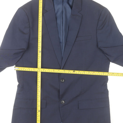 River Island Men’s Blue Suit Jacket 40R Notch Lapel Two-Button