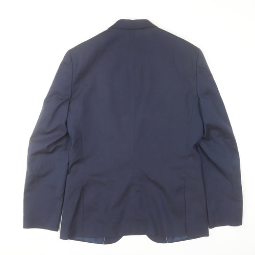 River Island Men’s Blue Suit Jacket 40R Notch Lapel Two-Button